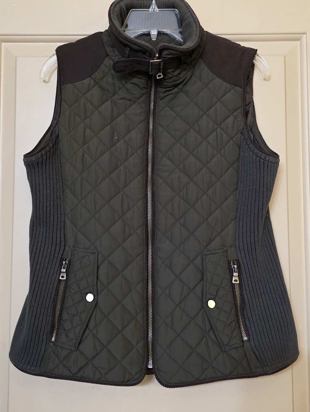 Johnston & Murphy Quilted Ribbed Sleeveless Vest Womens Size Small